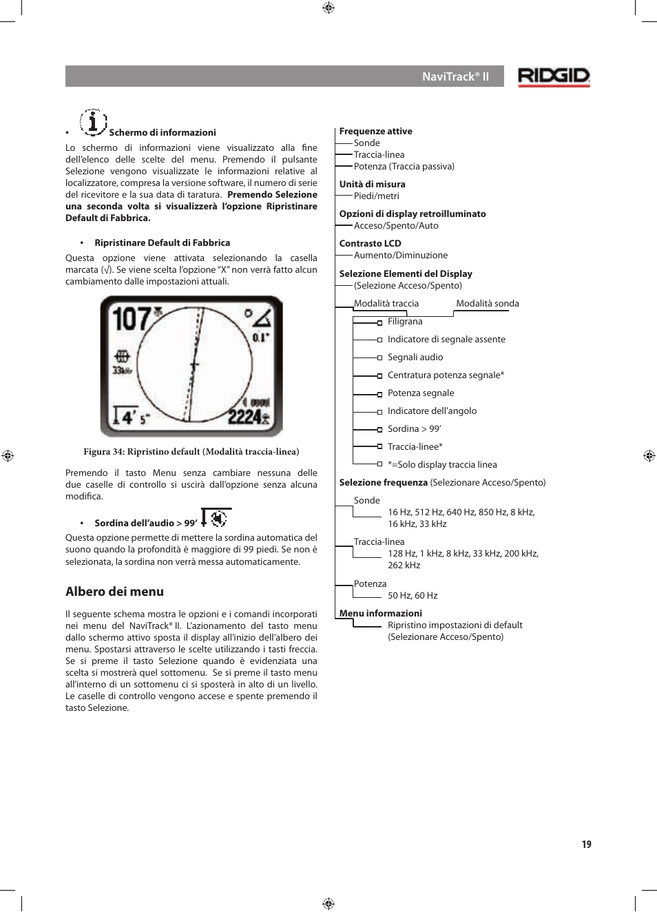 Albero dei menu | RIDGID NaviTrack II User Manual | Page 133 / 394
