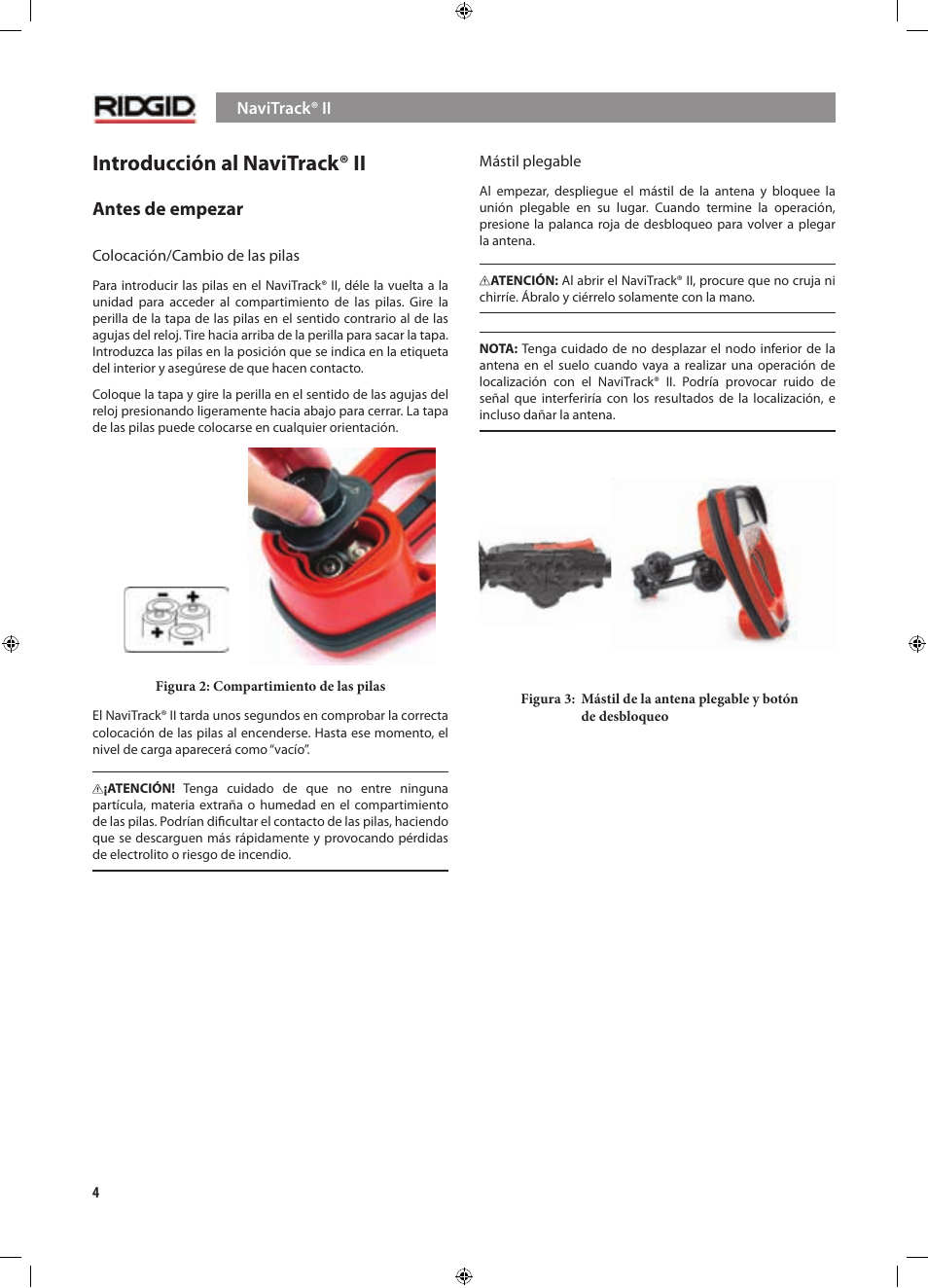 Introducción al navitrack® ii, Antes de empezar | RIDGID NaviTrack II User Manual | Page 146 / 394