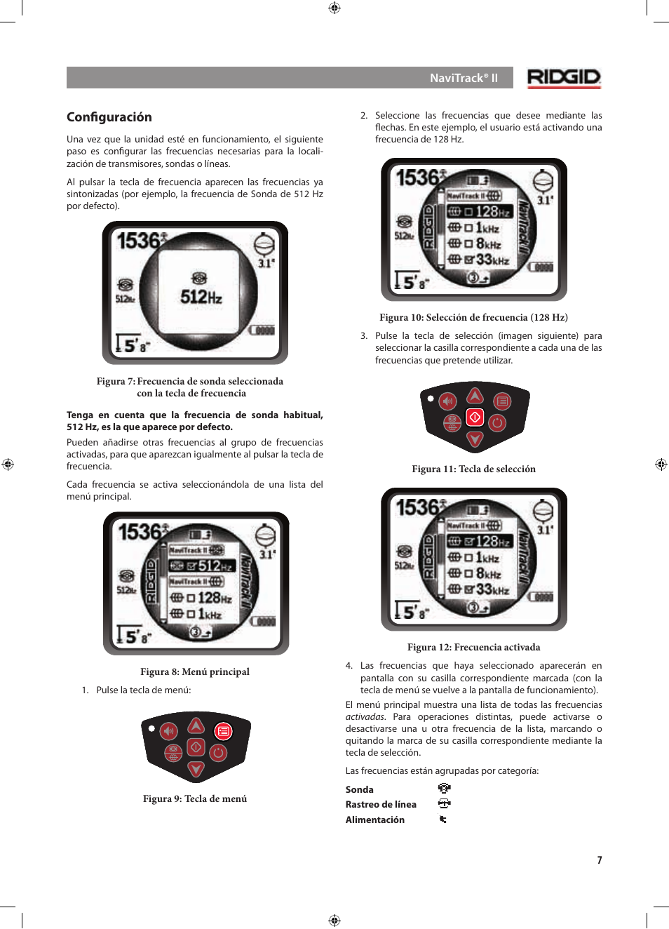 Conﬁguración | RIDGID NaviTrack II User Manual | Page 149 / 394