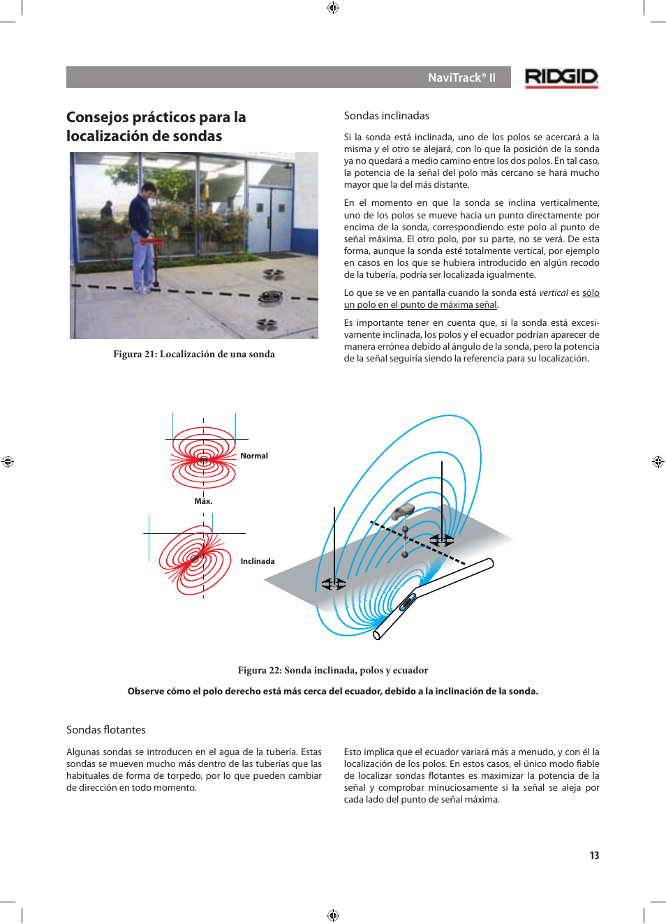 Consejos prácticos para la localización de sondas | RIDGID NaviTrack II User Manual | Page 155 / 394