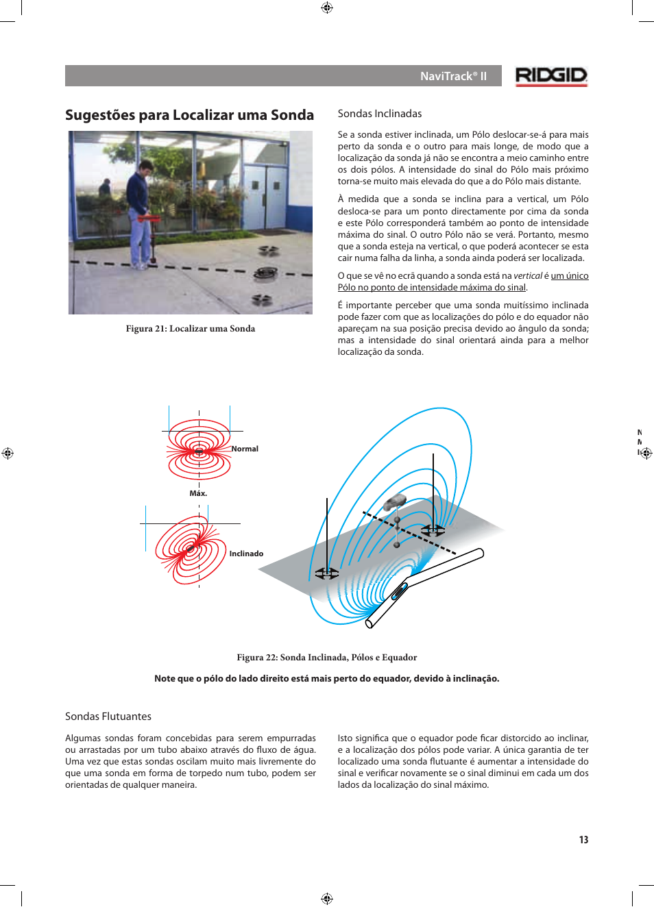 Sugestões para localizar uma sonda | RIDGID NaviTrack II User Manual | Page 183 / 394