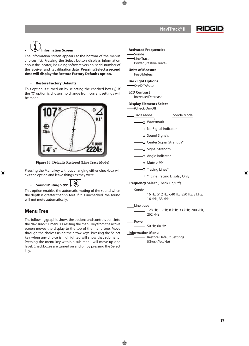 Menu tree | RIDGID NaviTrack II User Manual | Page 20 / 394