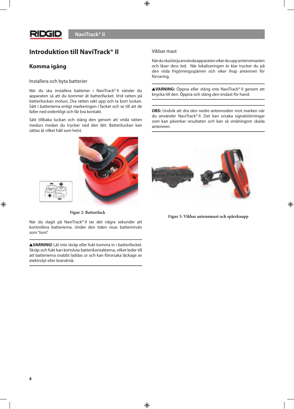 Introduktion till navitrack® ii, Komma igång | RIDGID NaviTrack II User Manual | Page 202 / 394