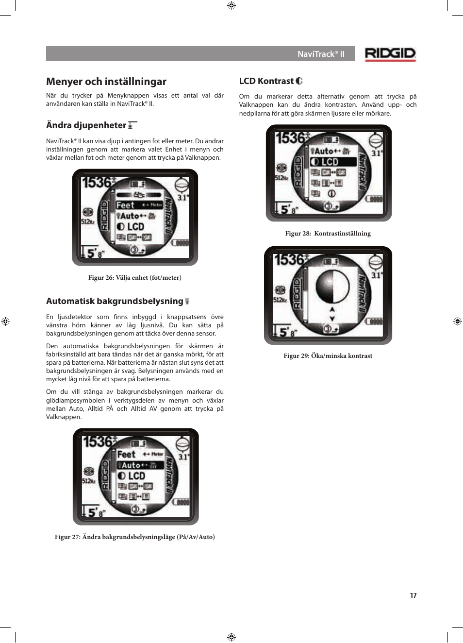 Menyer och inställningar | RIDGID NaviTrack II User Manual | Page 215 / 394