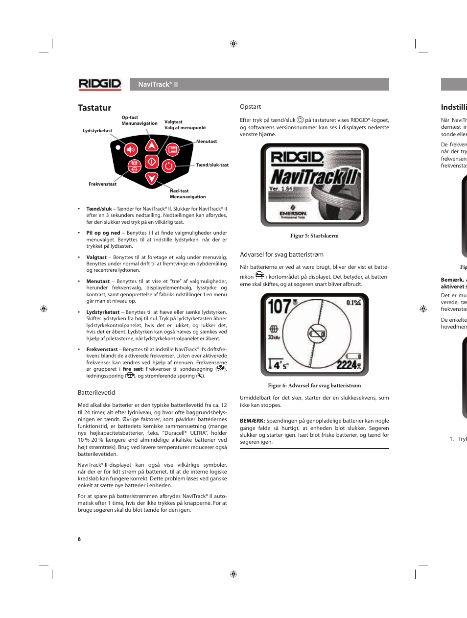 Tastatur, Indstilling | RIDGID NaviTrack II User Manual | Page 232 / 394