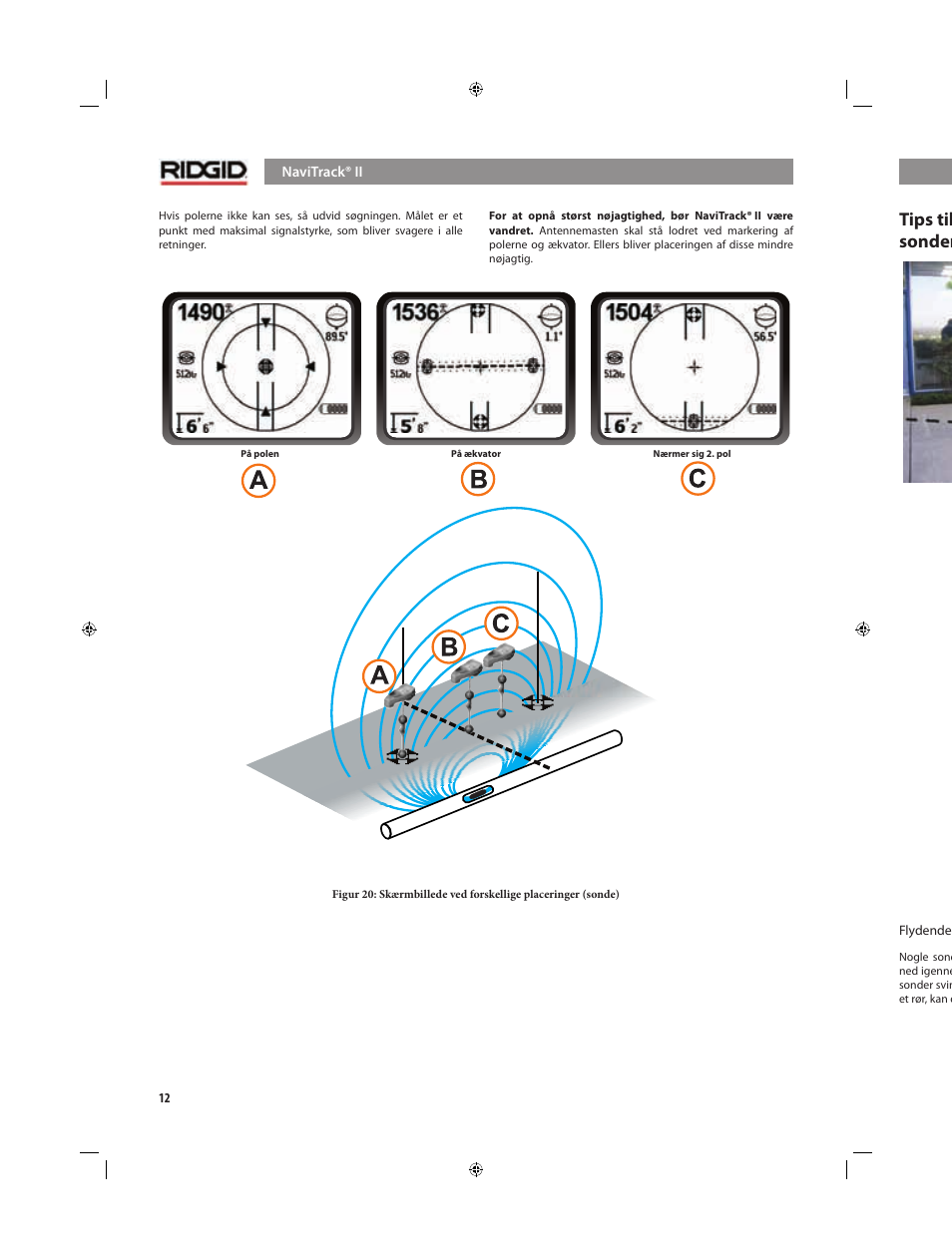 Tips til betjening ved lokalisering af sonder | RIDGID NaviTrack II User Manual | Page 238 / 394