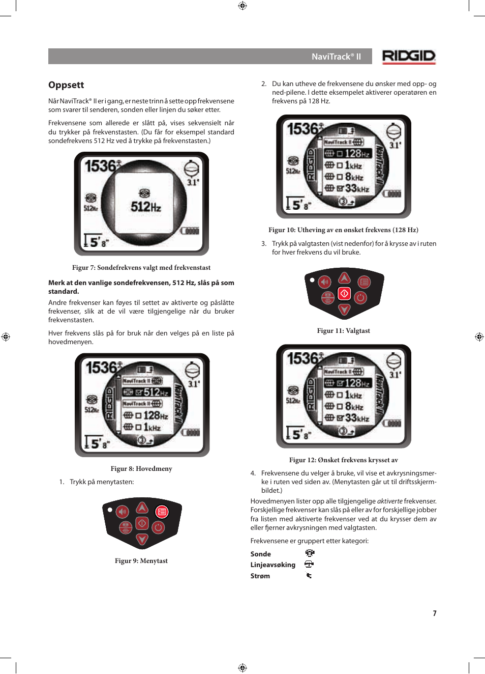 Oppsett | RIDGID NaviTrack II User Manual | Page 261 / 394