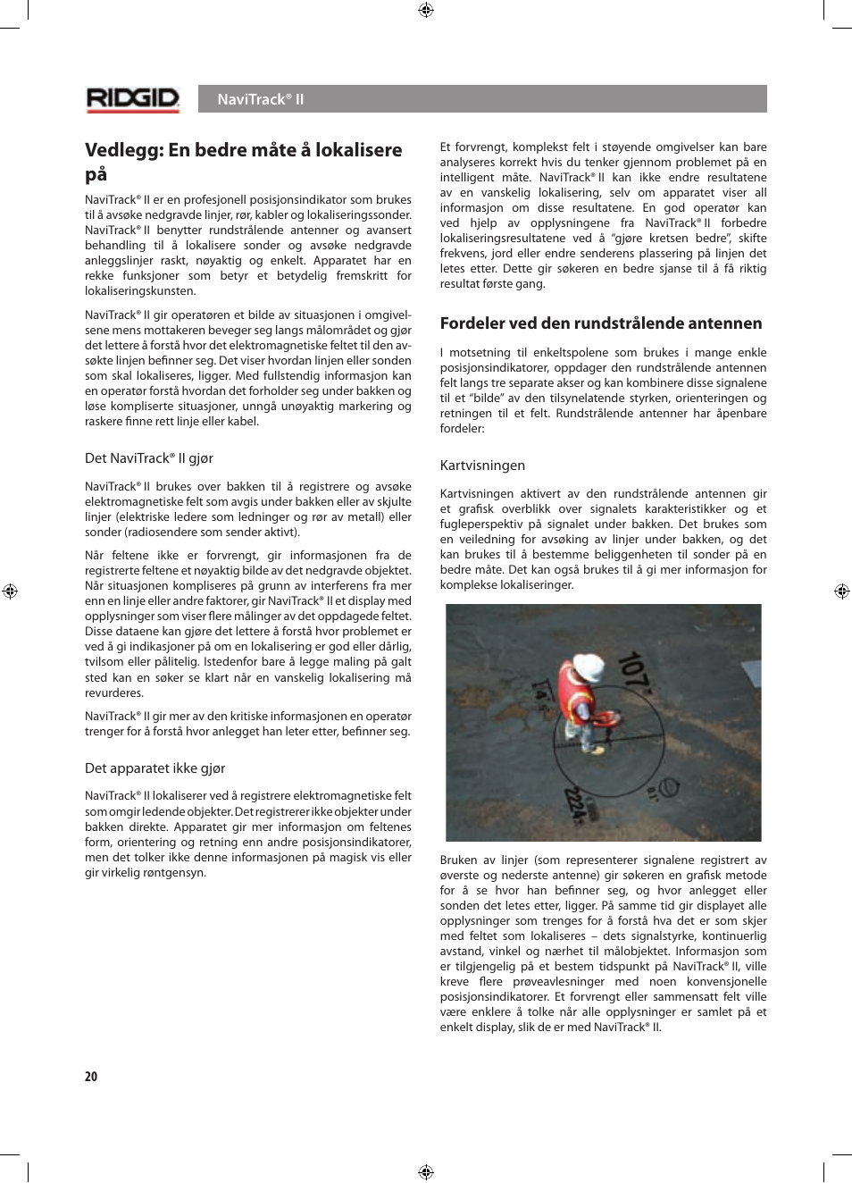 Vedlegg: en bedre måte å lokalisere på, Fordeler ved den rundstrålende antennen | RIDGID NaviTrack II User Manual | Page 274 / 394