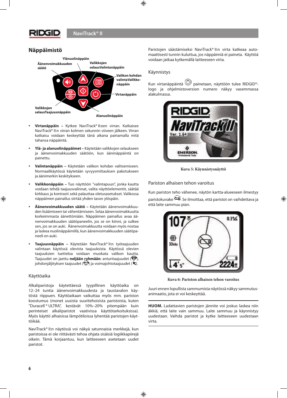 Näppäimistö | RIDGID NaviTrack II User Manual | Page 288 / 394