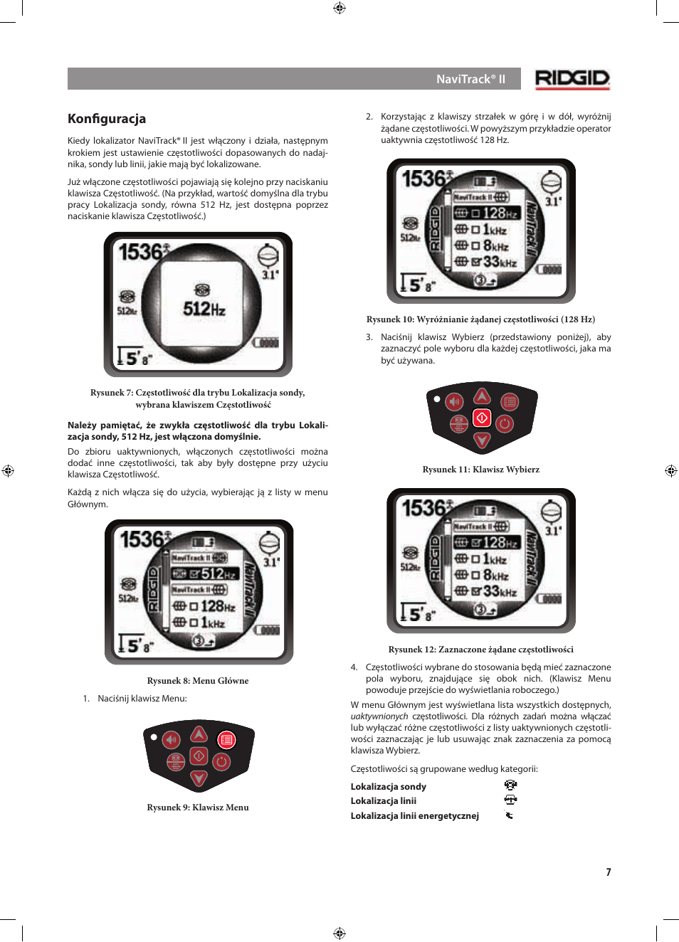 Konﬁguracja | RIDGID NaviTrack II User Manual | Page 317 / 394