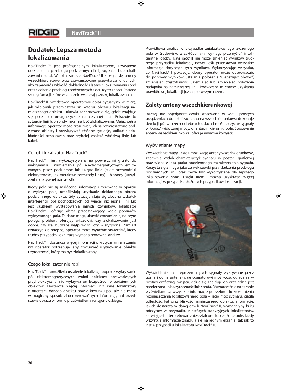 Dodatek: lepsza metoda lokalizowania, Zalety anteny wszechkierunkowej | RIDGID NaviTrack II User Manual | Page 330 / 394