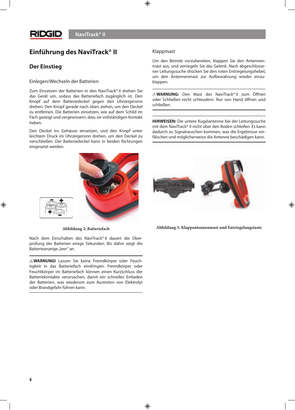 Einführung des navitrack® ii, Der einstieg | RIDGID NaviTrack II User Manual | Page 34 / 394