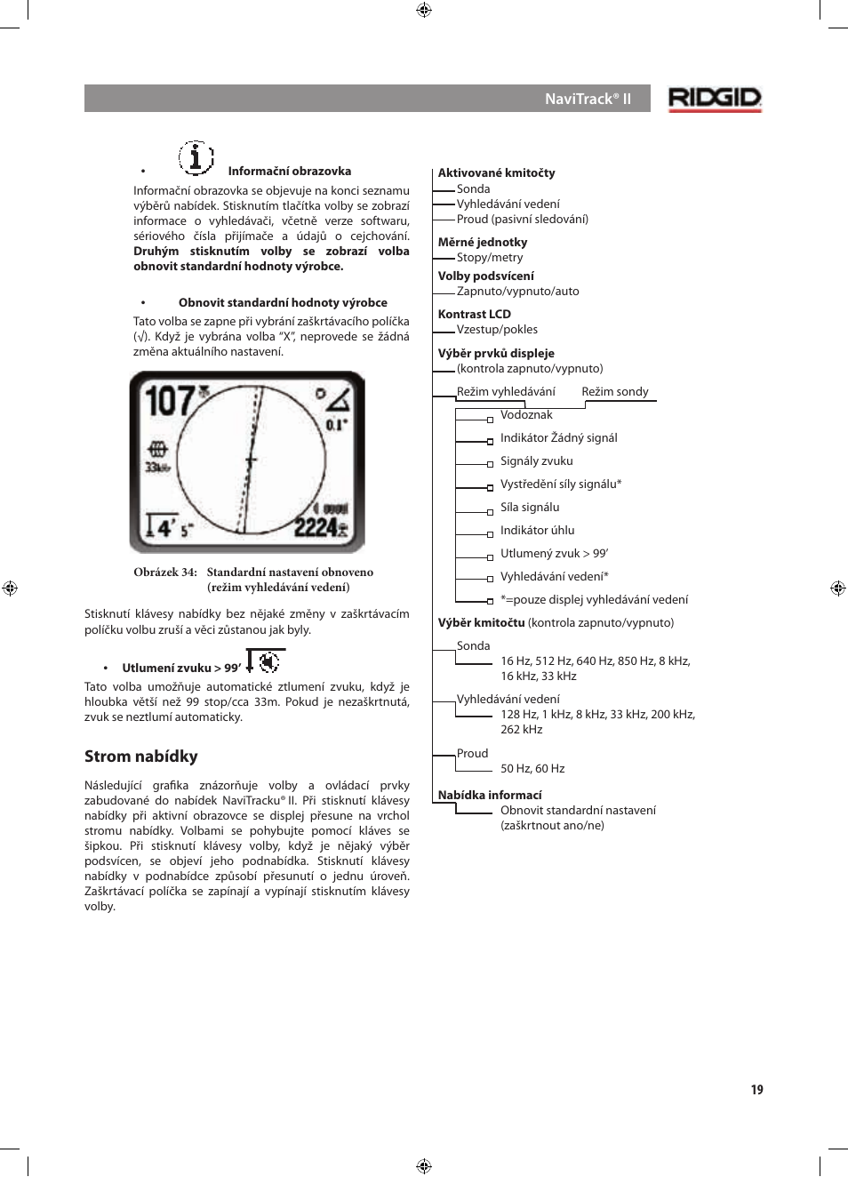 Strom nabídky | RIDGID NaviTrack II User Manual | Page 357 / 394