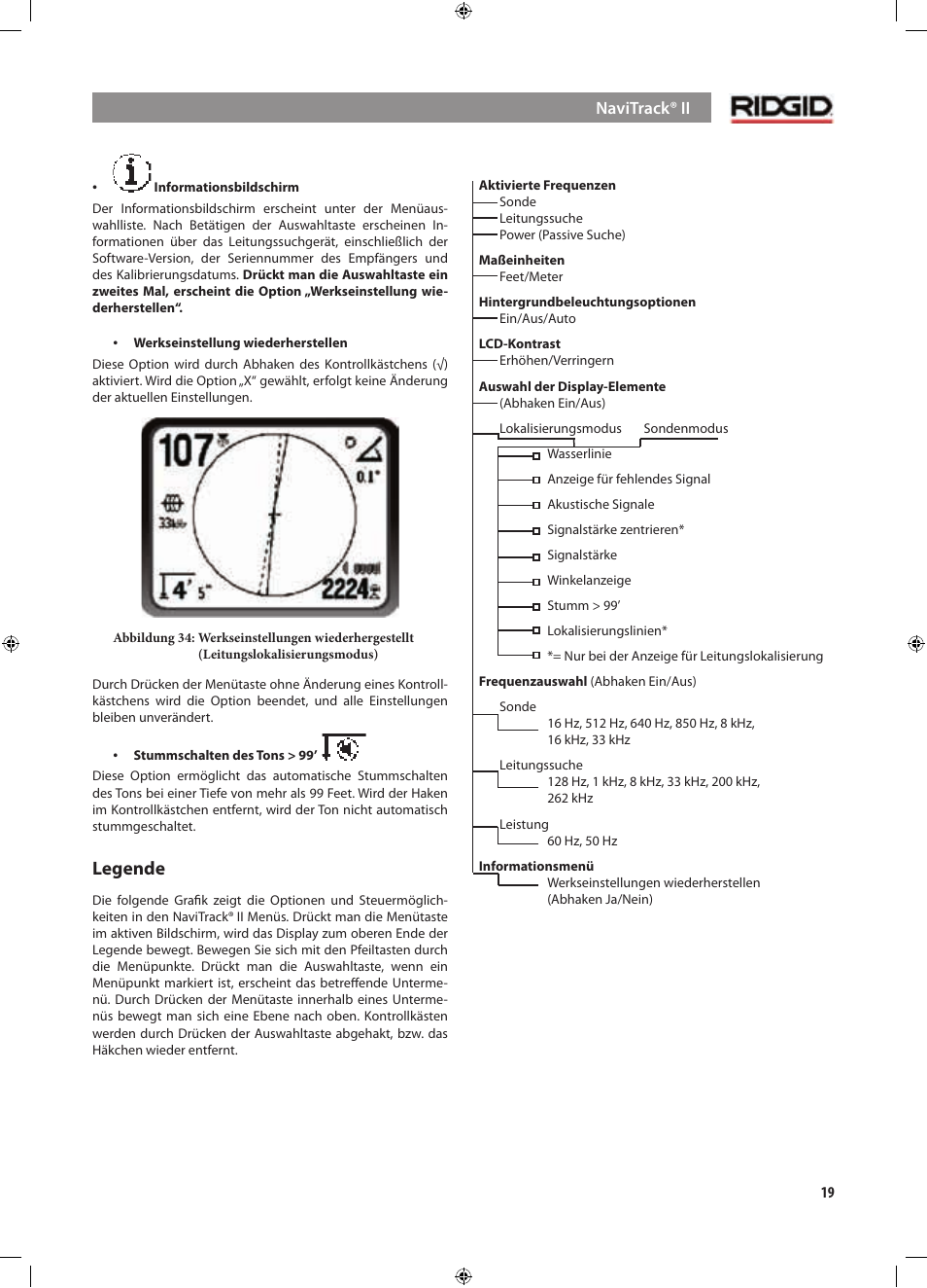 Legende | RIDGID NaviTrack II User Manual | Page 49 / 394