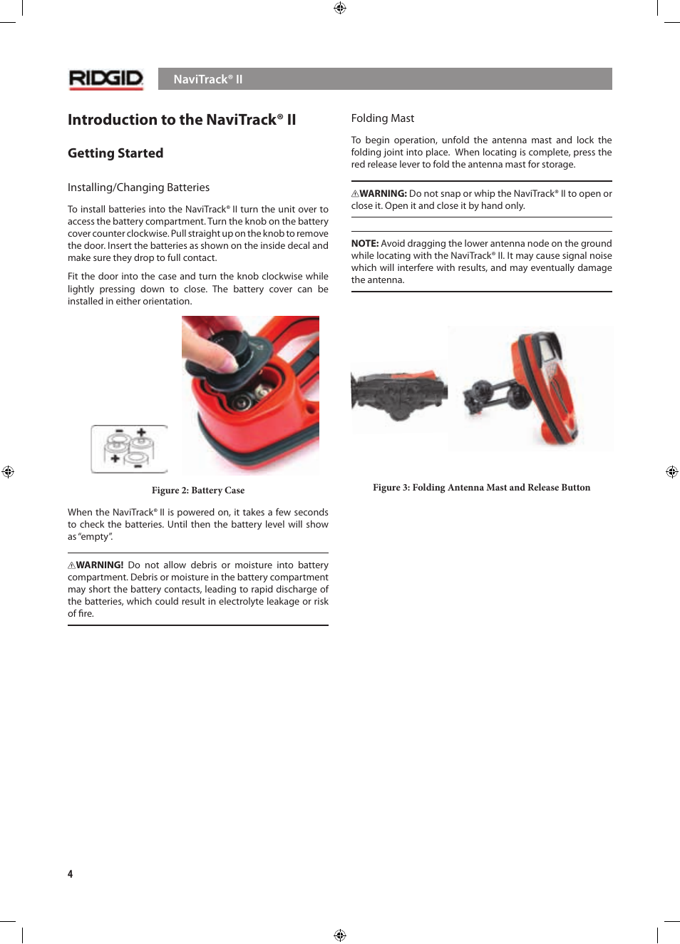 Introduction to the navitrack® ii, Getting started | RIDGID NaviTrack II User Manual | Page 5 / 394