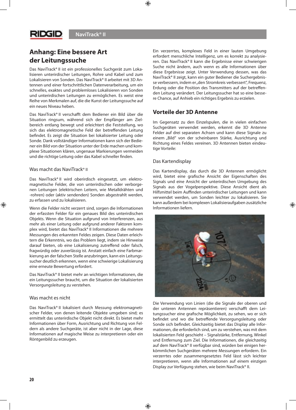 Anhang: eine bessere art der leitungssuche, Vorteile der 3d antenne | RIDGID NaviTrack II User Manual | Page 50 / 394