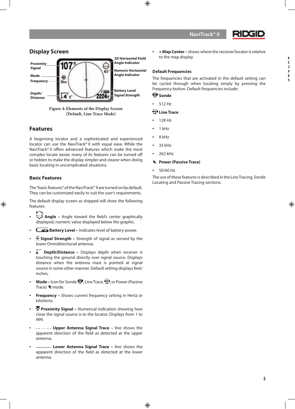 Display screen, Features | RIDGID NaviTrack II User Manual | Page 6 / 394