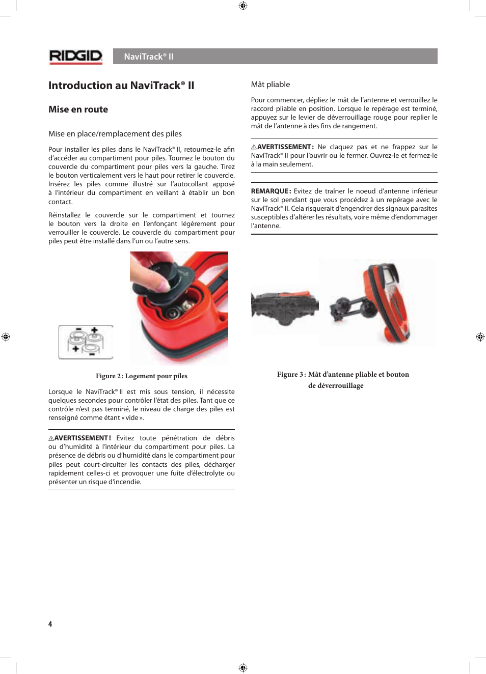 Introduction au navitrack® ii, Mise en route | RIDGID NaviTrack II User Manual | Page 62 / 394
