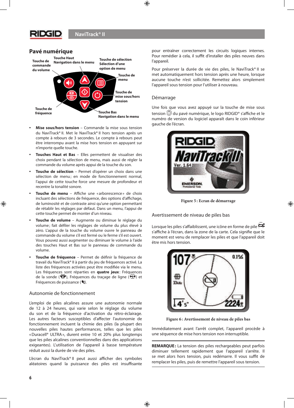 Pavé numérique | RIDGID NaviTrack II User Manual | Page 64 / 394