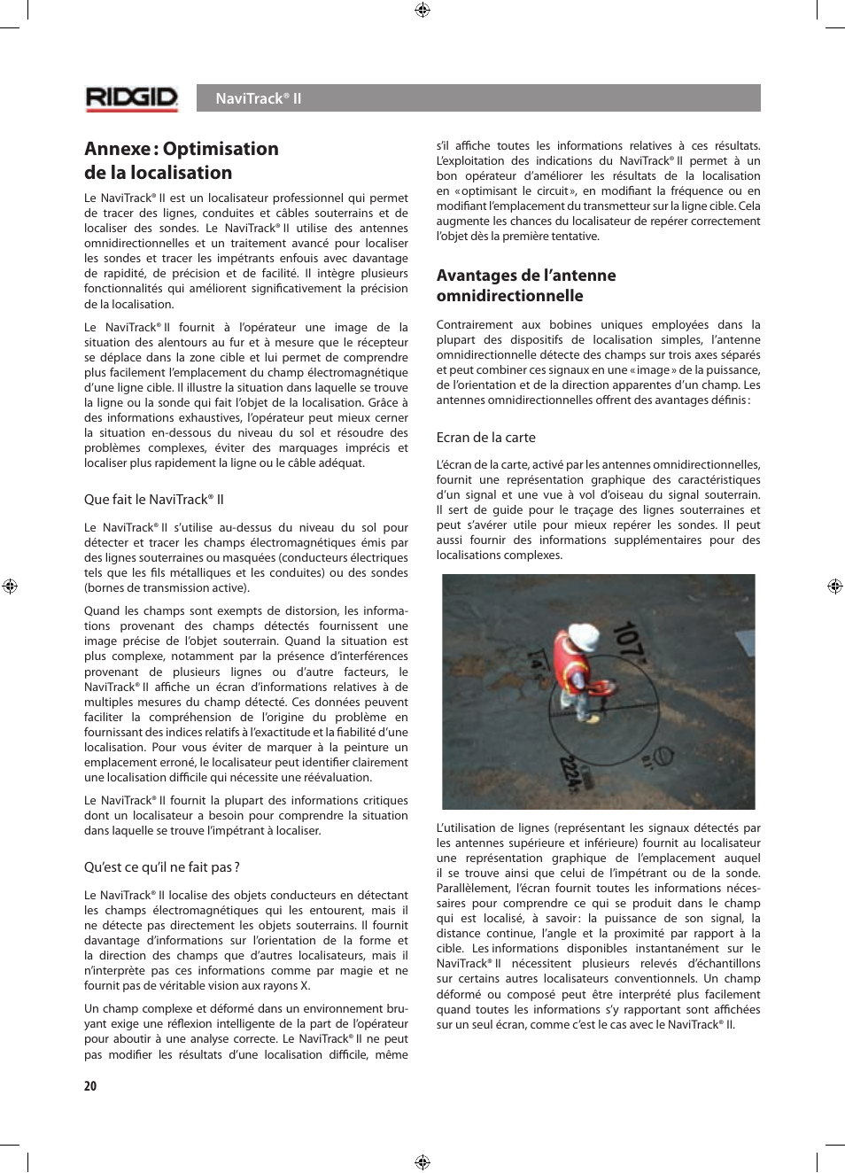 Annexe : optimisation de la localisation, Avantages de l’antenne omnidirectionnelle | RIDGID NaviTrack II User Manual | Page 78 / 394