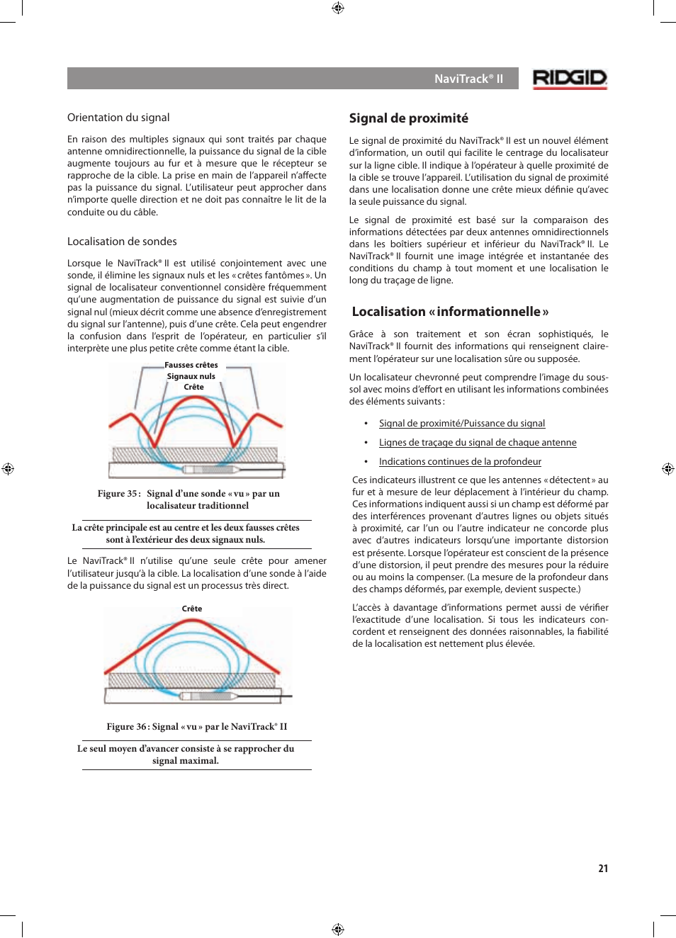 Signal de proximité, Localisation « informationnelle | RIDGID NaviTrack II User Manual | Page 79 / 394