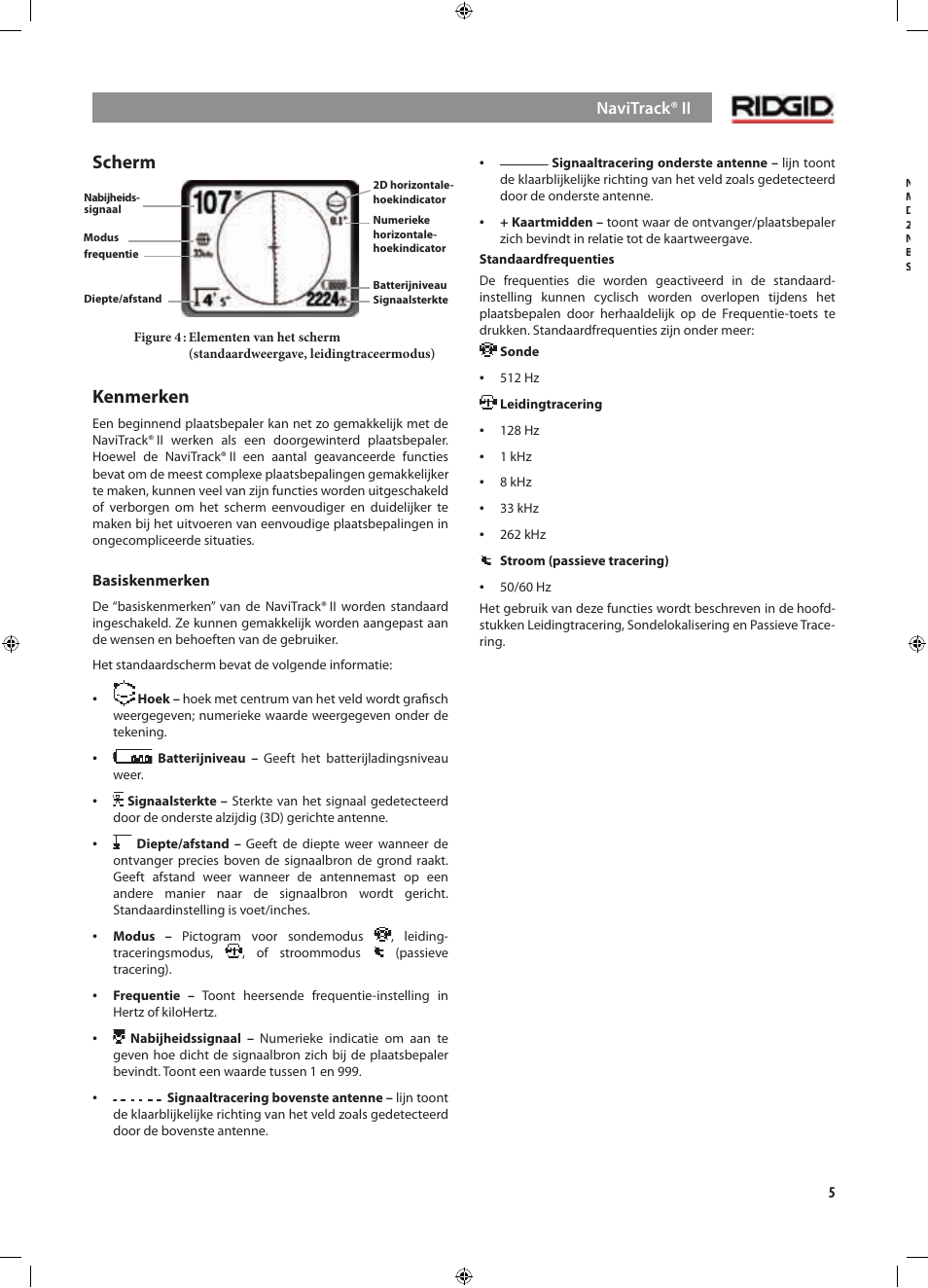 Scherm, Kenmerken | RIDGID NaviTrack II User Manual | Page 91 / 394