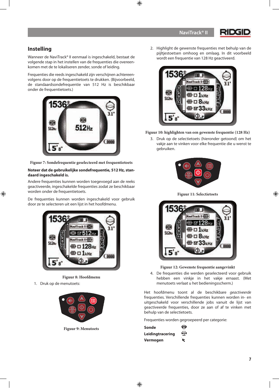 Instelling | RIDGID NaviTrack II User Manual | Page 93 / 394