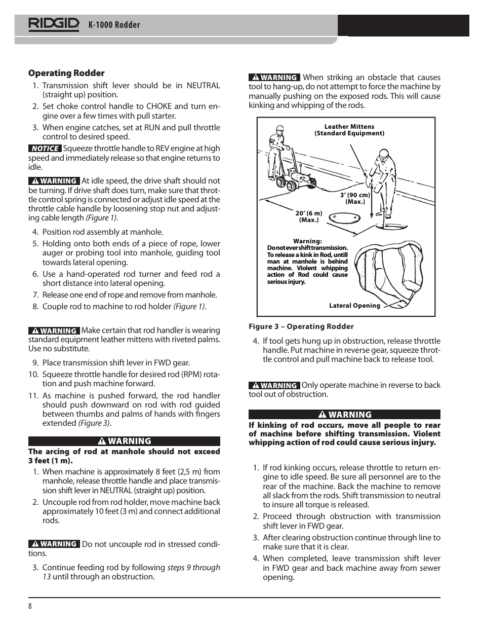 RIDGID K-1000 User Manual | Page 8 / 66