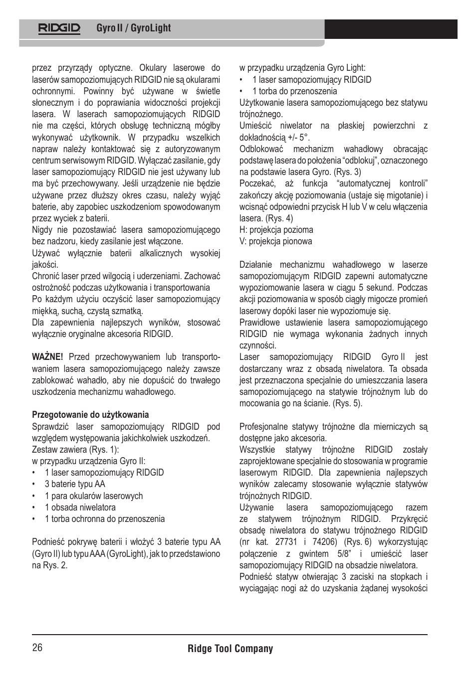 RIDGID Gyro II GyroLight User Manual | Page 27 / 42