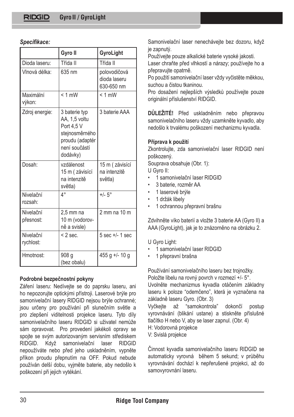 RIDGID Gyro II GyroLight User Manual | Page 31 / 42
