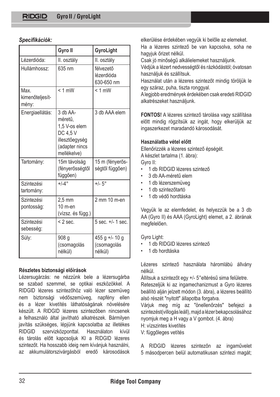 RIDGID Gyro II GyroLight User Manual | Page 33 / 42