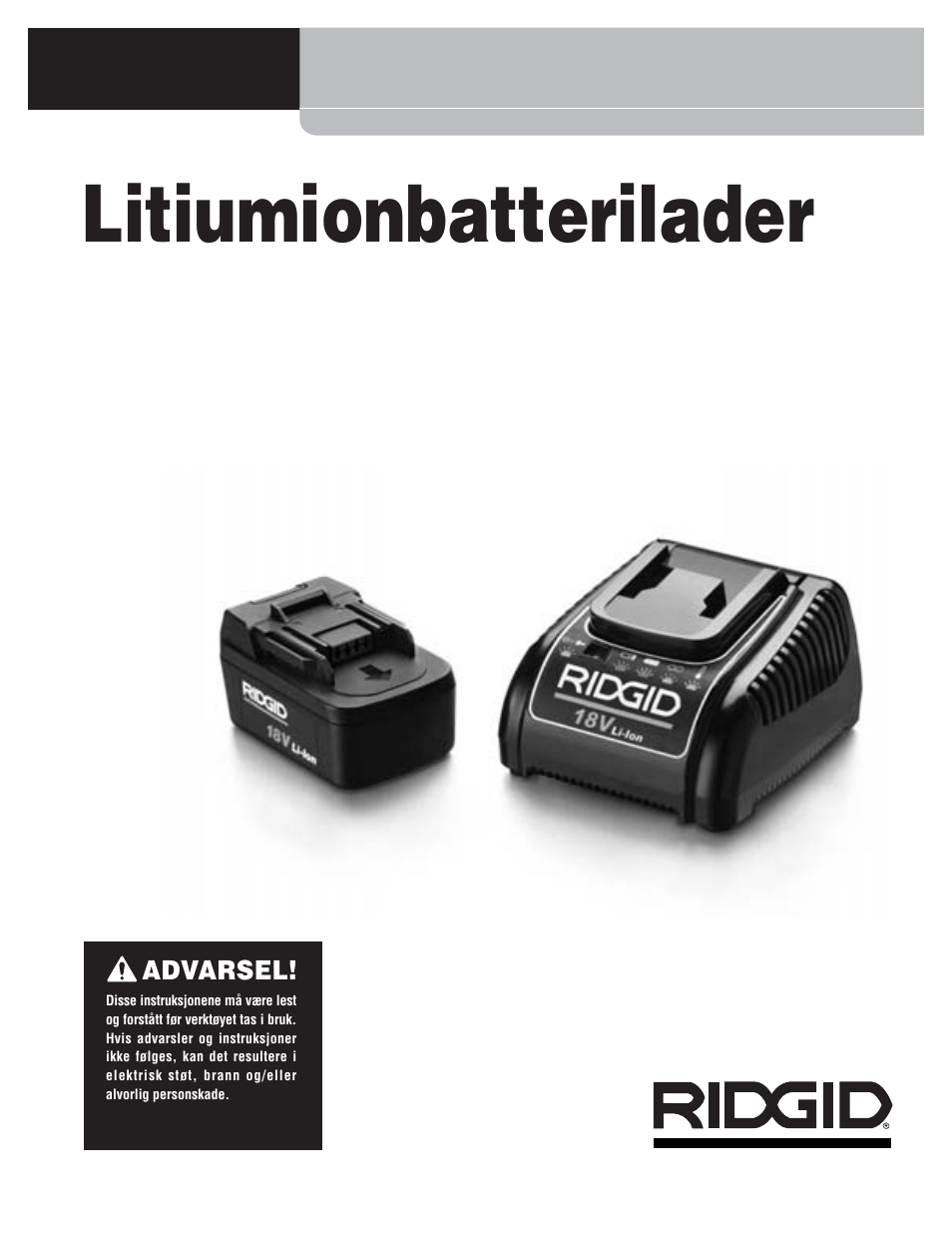 Litiumionbatterilader, Rbc 10 | RIDGID RBC 10 Li-Ion Charger User Manual | Page 101 / 221