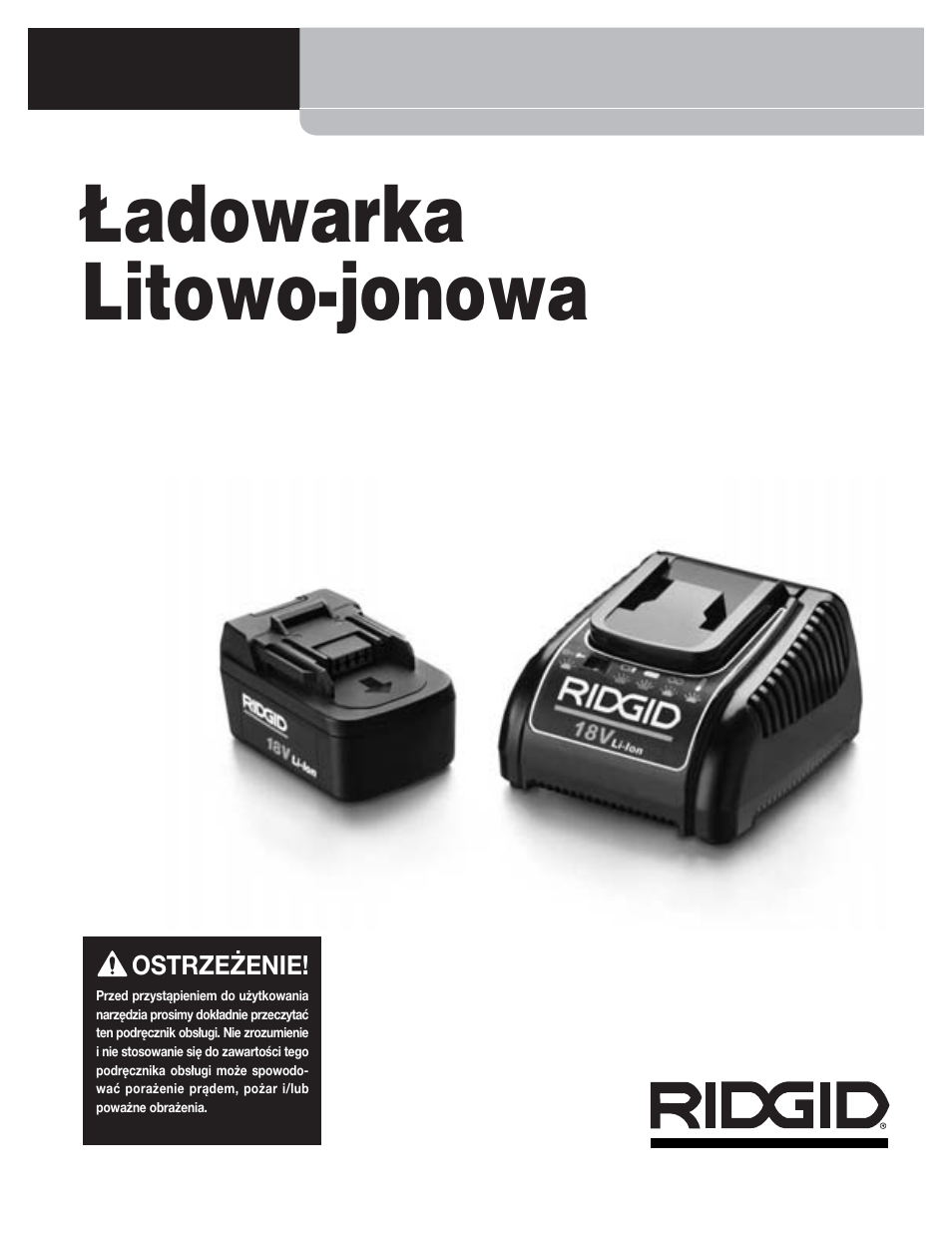 Ładowarka litowo-jonowa, Rbc 10 | RIDGID RBC 10 Li-Ion Charger User Manual | Page 121 / 221