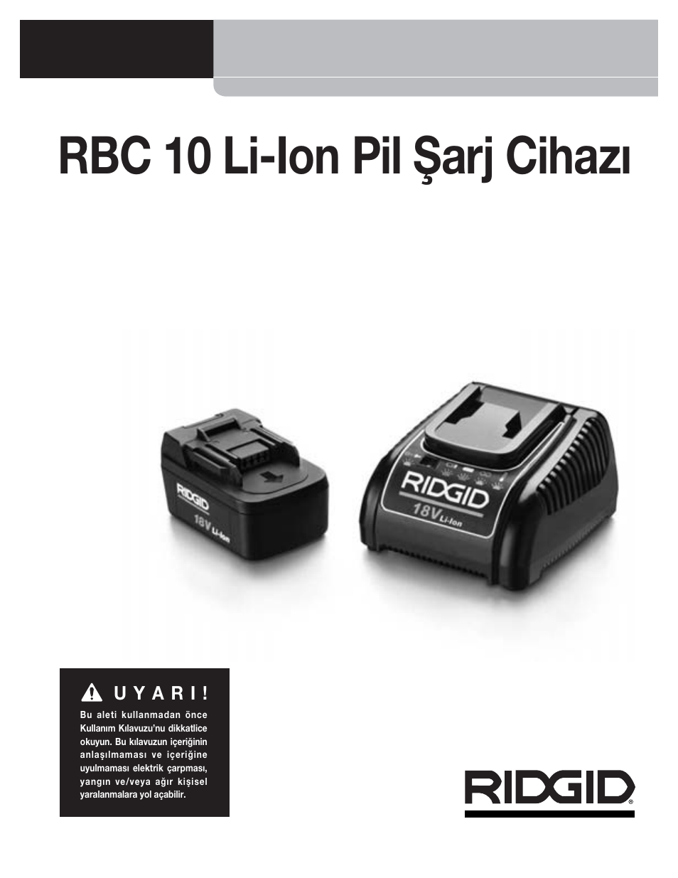 Rbc 10 li-ion pil şarj cihazı, Rbc 10 | RIDGID RBC 10 Li-Ion Charger User Manual | Page 181 / 221