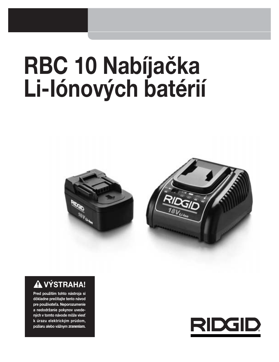 Rbc 10 nabíjačka li-iónových batérií, Rbc 10 | RIDGID RBC 10 Li-Ion Charger User Manual | Page 201 / 221