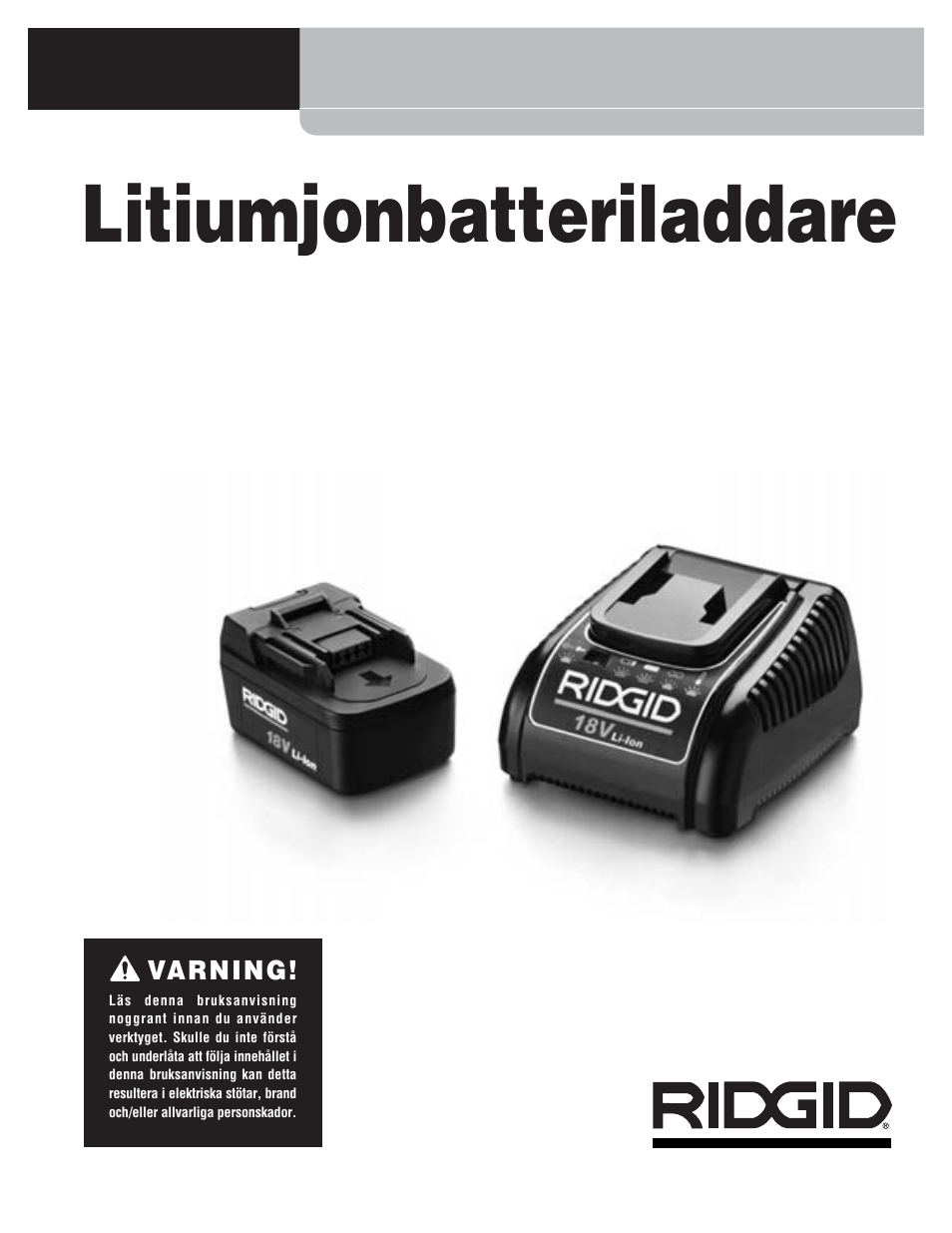 Litiumjonbatteriladdare, Rbc 10 | RIDGID RBC 10 Li-Ion Charger User Manual | Page 71 / 221