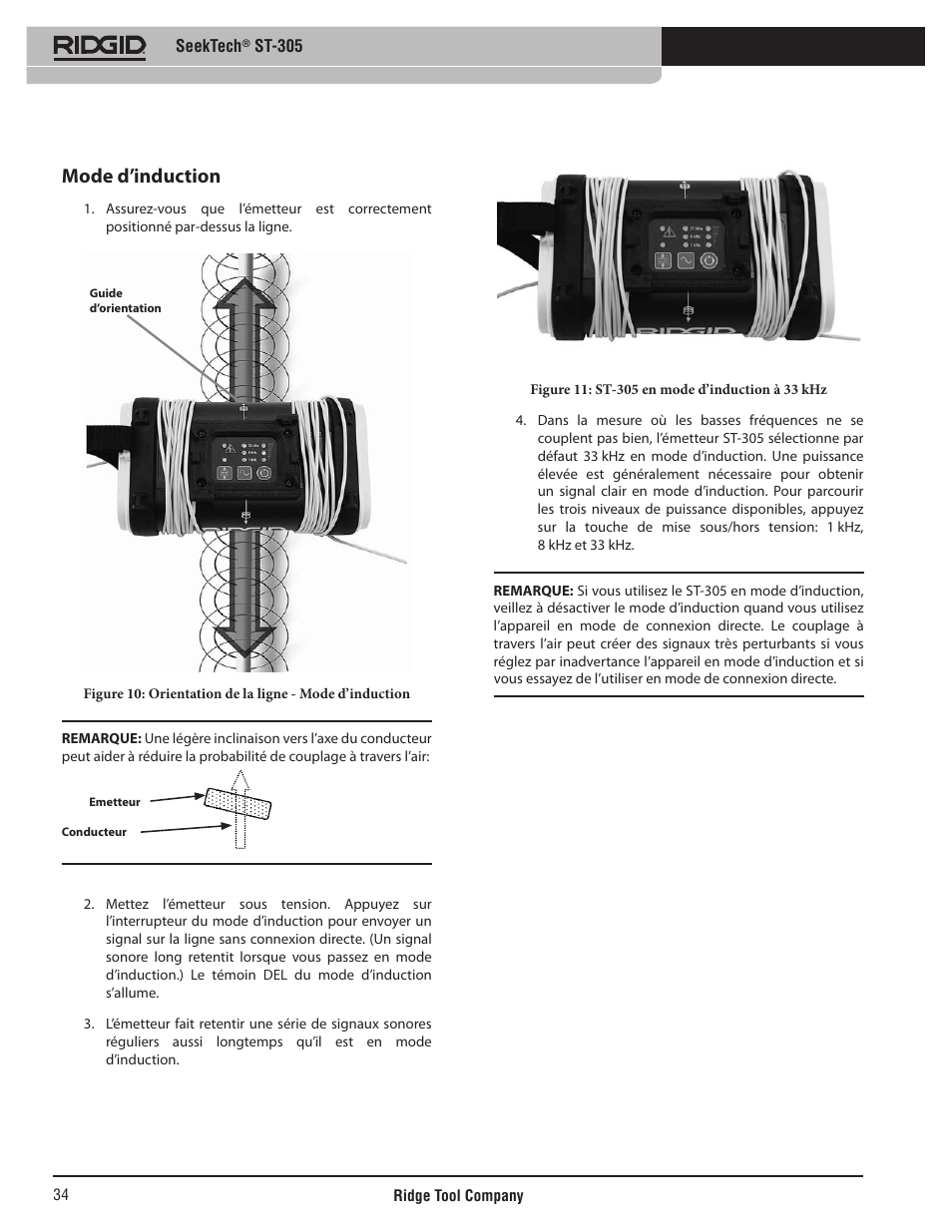 Mode d’induction | RIDGID SeekTech ST-305 User Manual | Page 35 / 141