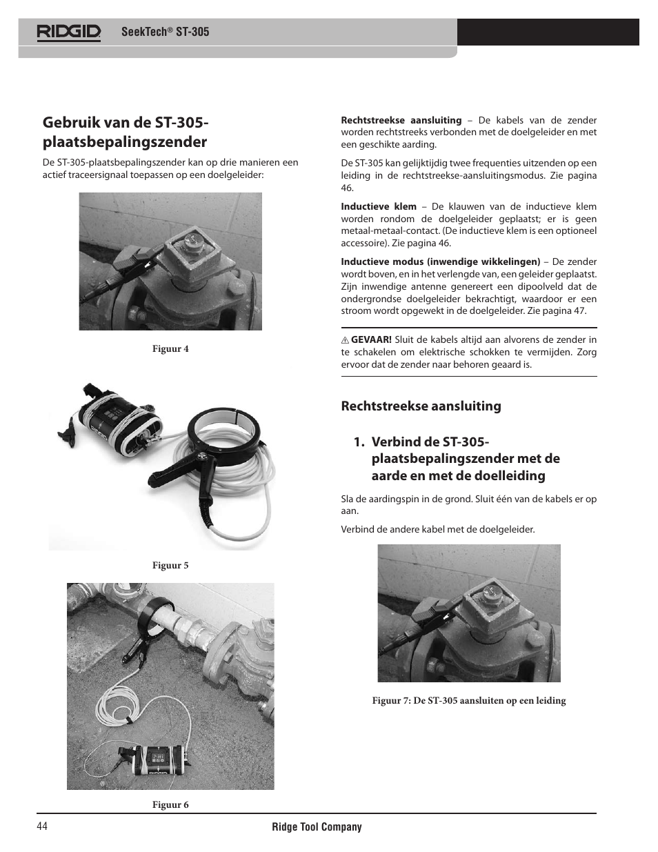 Gebruik van de st-305- plaatsbepalingszender | RIDGID SeekTech ST-305 User Manual | Page 45 / 141