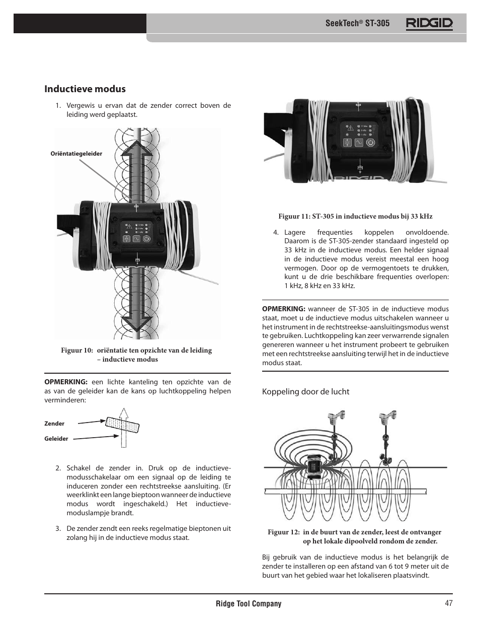 Inductieve modus | RIDGID SeekTech ST-305 User Manual | Page 48 / 141