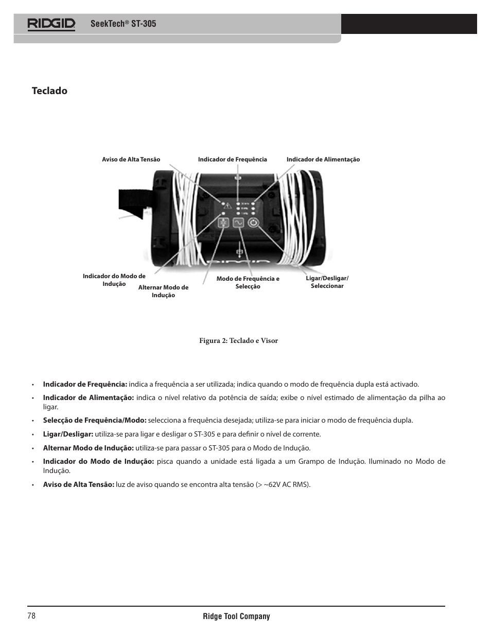 Teclado, Seektech, St-305 | RIDGID SeekTech ST-305 User Manual | Page 79 / 141