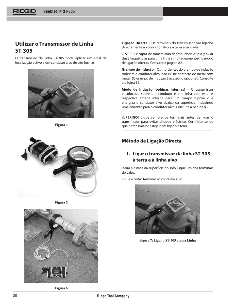 Utilizar o transmissor de linha st-305 | RIDGID SeekTech ST-305 User Manual | Page 81 / 141