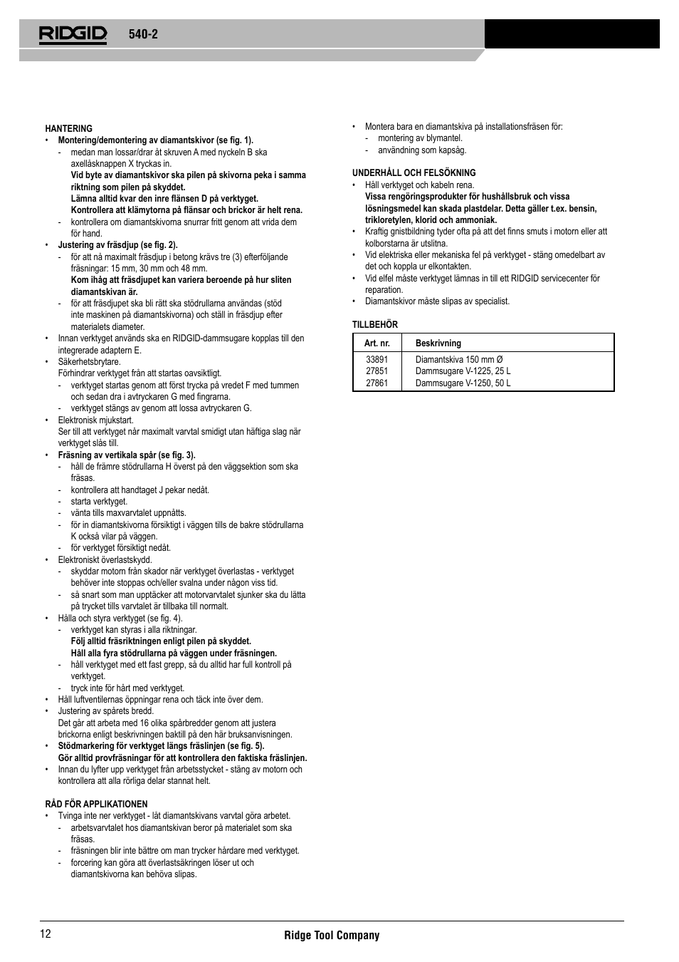 RIDGID 540-2 User Manual | Page 13 / 33