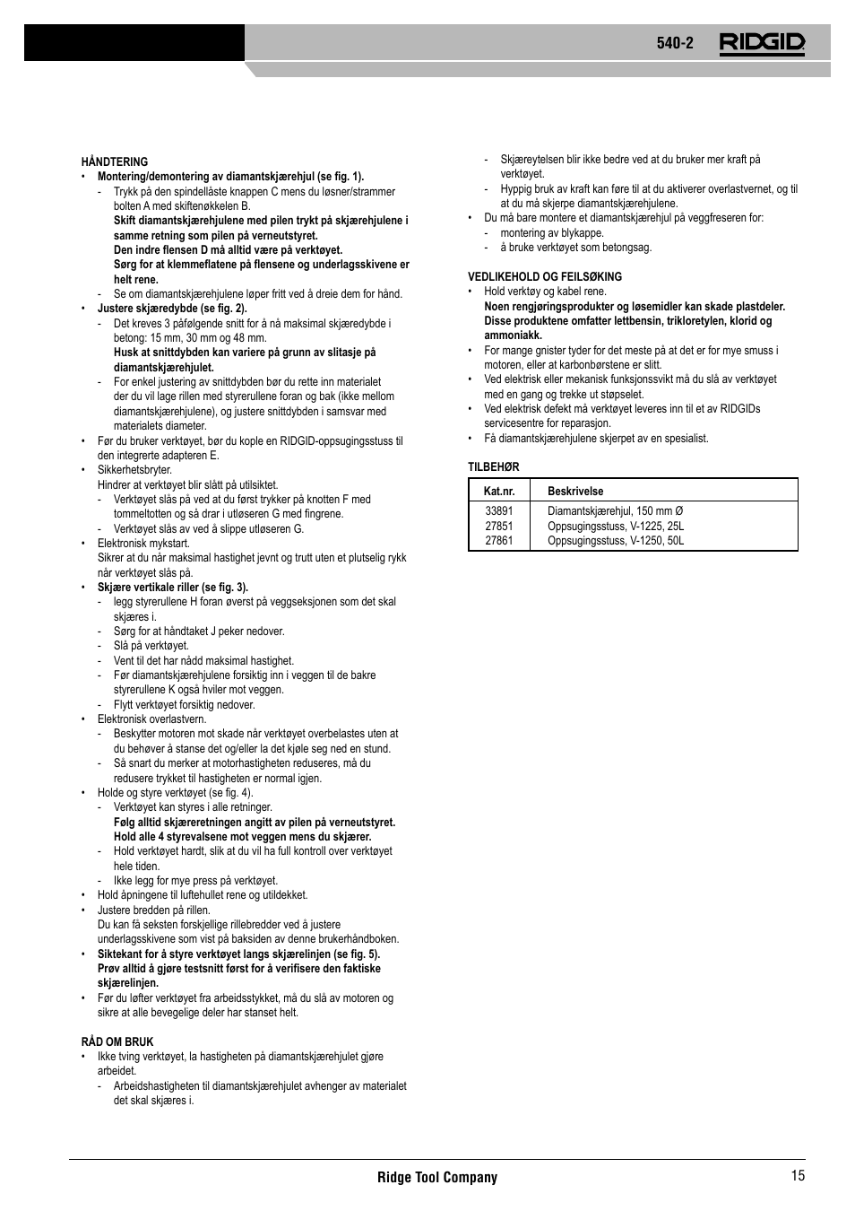 RIDGID 540-2 User Manual | Page 16 / 33