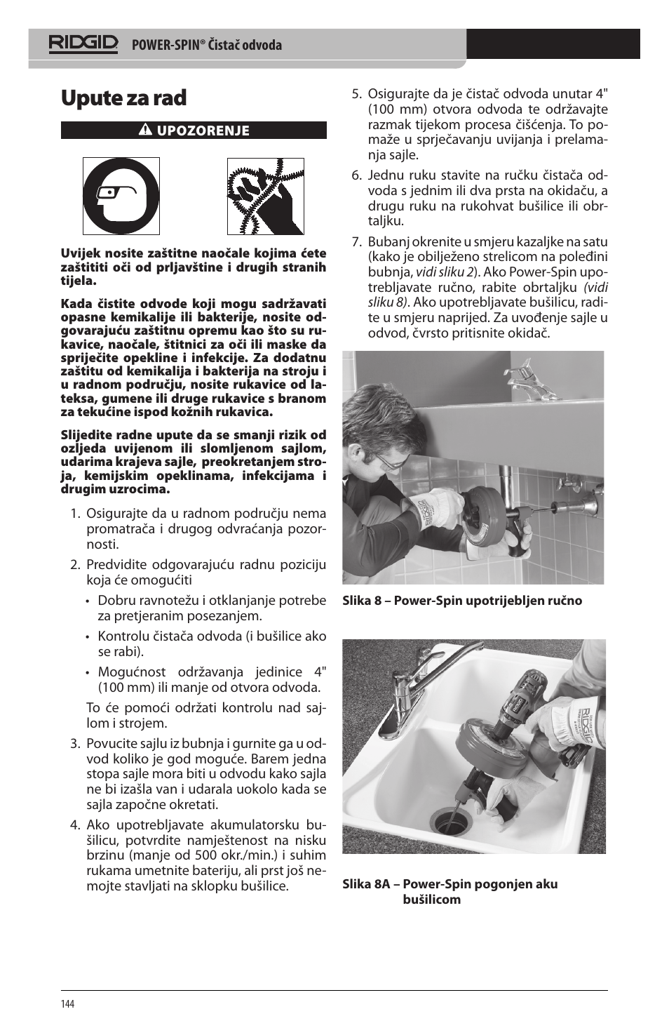 Upute za rad | RIDGID Power-Spin User Manual | Page 146 / 186