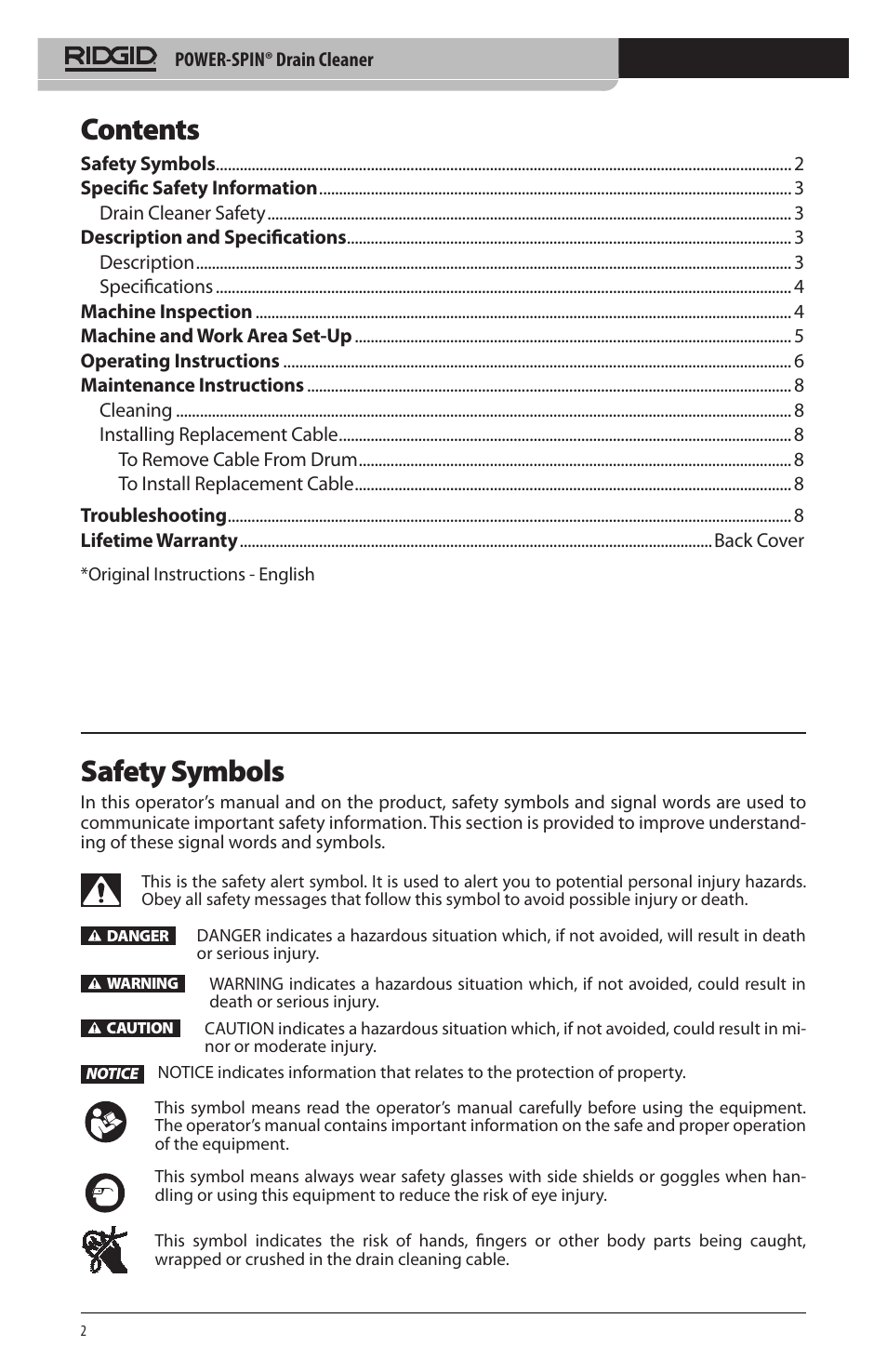 RIDGID Power-Spin User Manual | Page 4 / 186