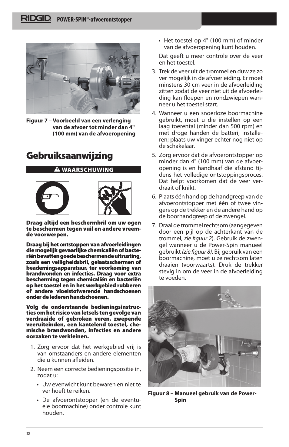 Gebruiksaanwijzing | RIDGID Power-Spin User Manual | Page 40 / 186