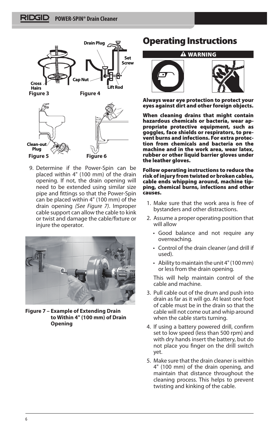 Operating instructions | RIDGID Power-Spin User Manual | Page 8 / 186