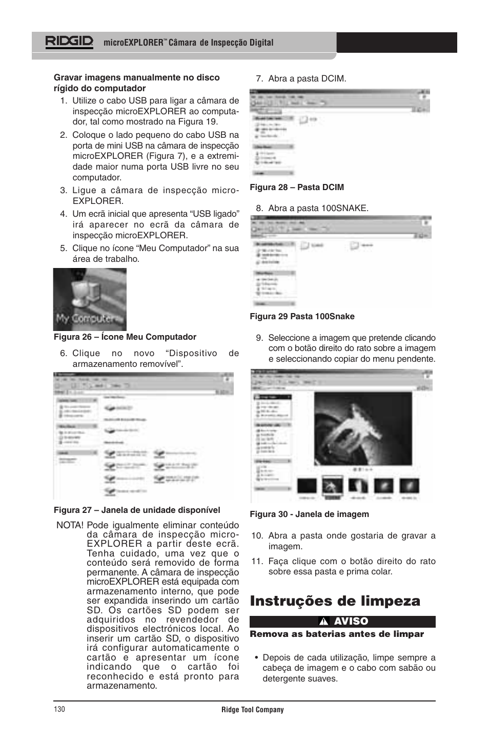 Instruções de limpeza | RIDGID micro EXPLORER User Manual | Page 127 / 449