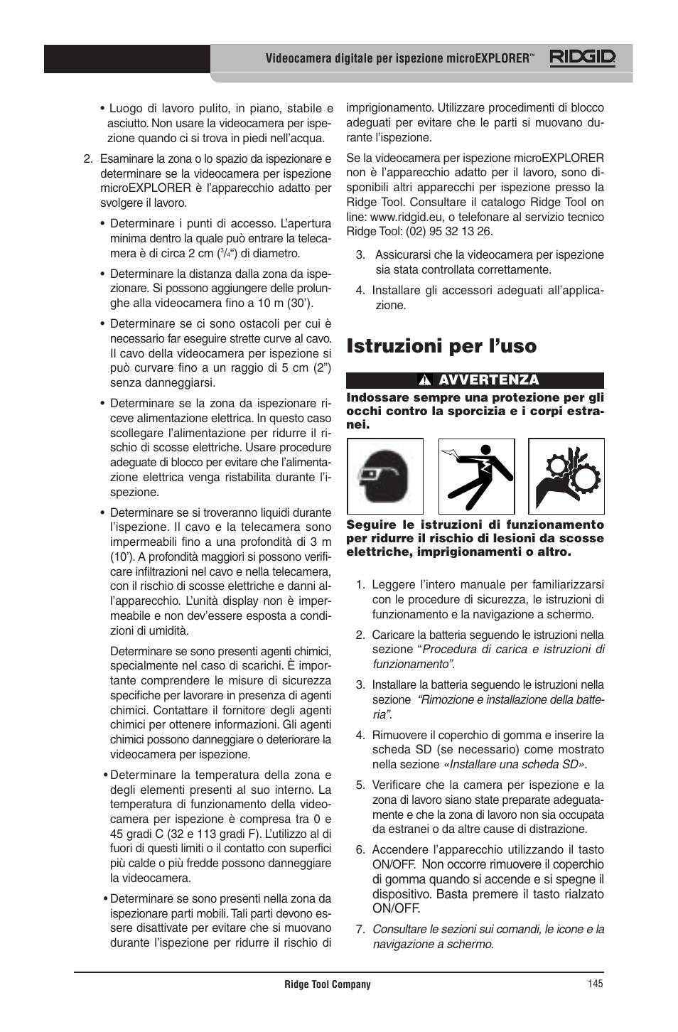 Istruzioni per l’uso | RIDGID micro EXPLORER User Manual | Page 141 / 449