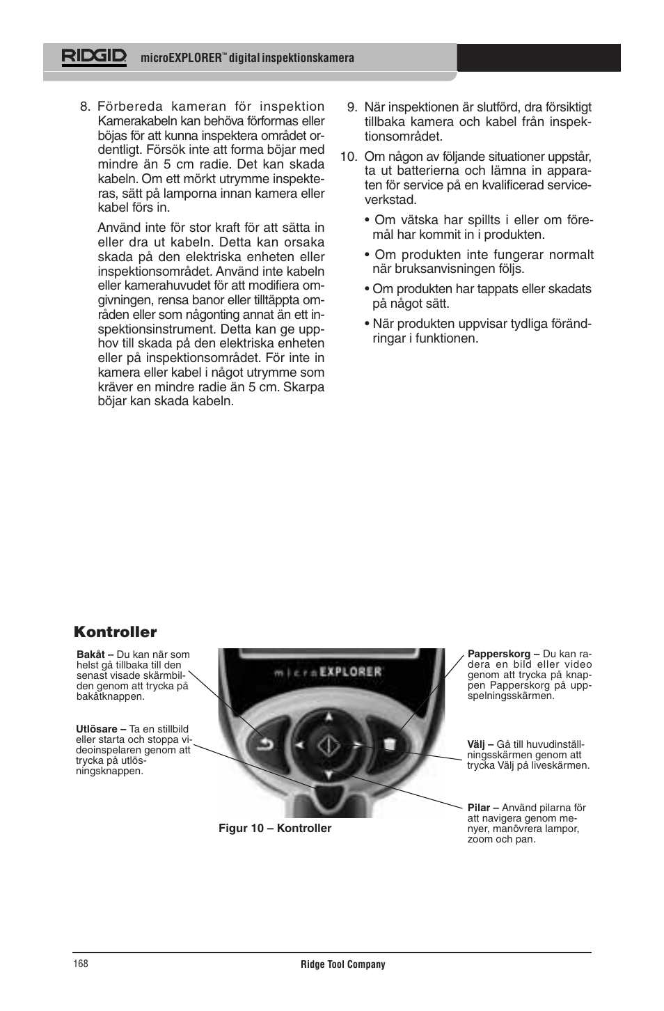 Kontroller | RIDGID micro EXPLORER User Manual | Page 163 / 449